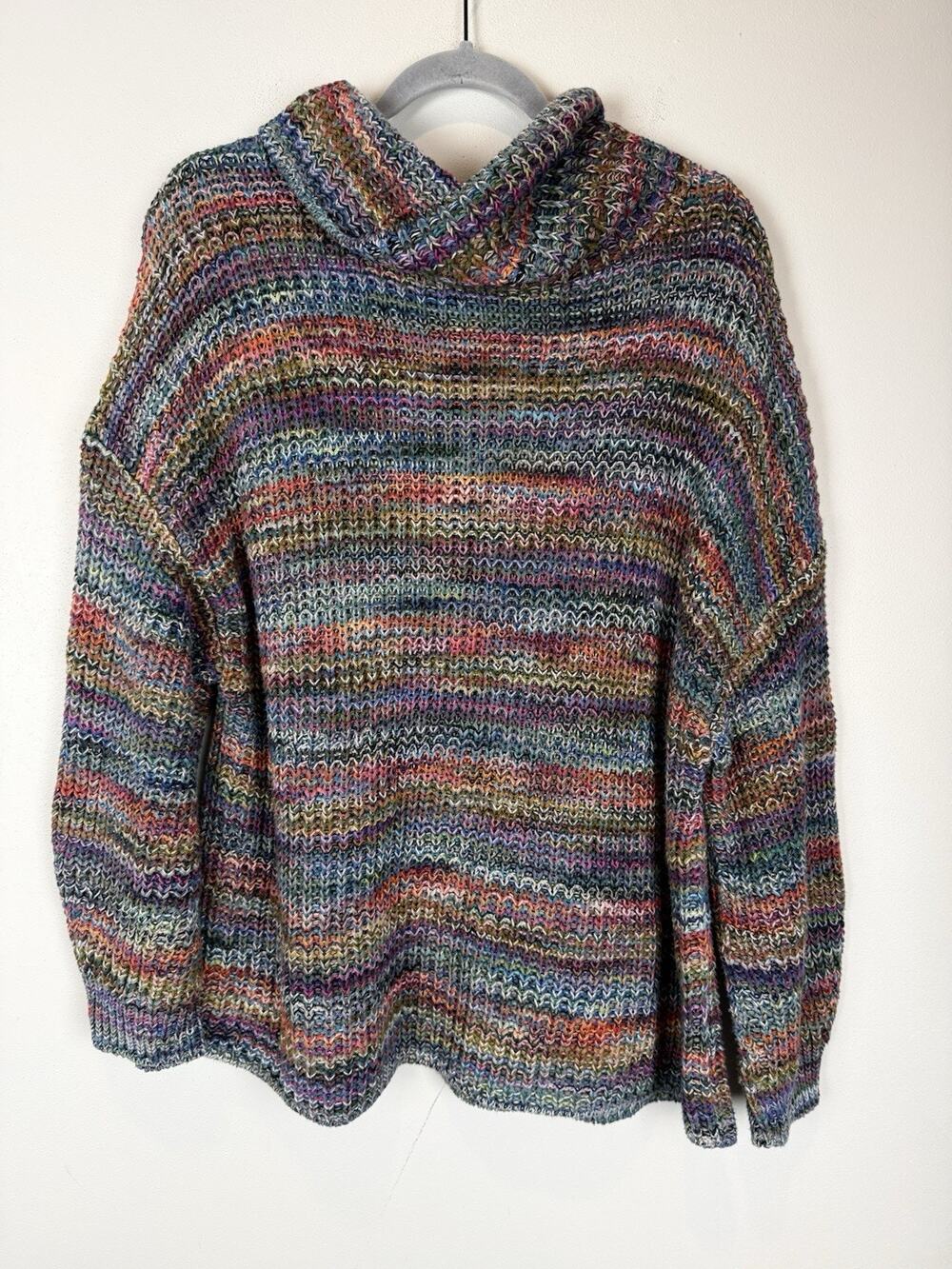 Peruvian Connection Sz XL Multi Color 100% Cotton Turtleneck Woven Sweater